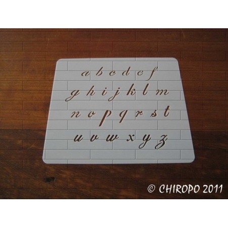 Pochoir alphabet - Script minuscule - 1cm (0633) Pochoir alphabet - Script minuscule - 1cm (0633)