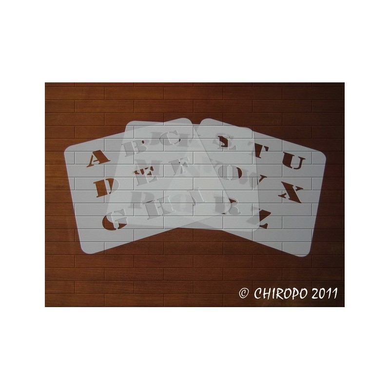 Pochoir alphabet - Army majuscule - 3cm (0219) Pochoir alphabet - Army majuscule - 3cm (0219)
