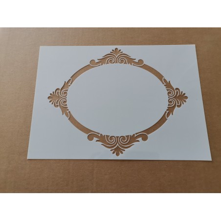 Pochoir encadrement rond baroque 1