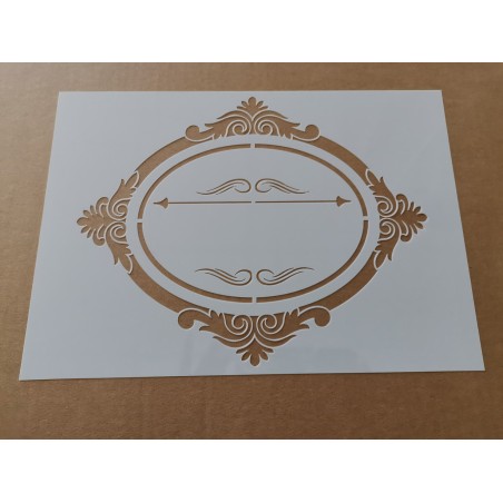 Pochoir encadrement rond baroque 2