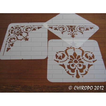 Lot de 3 Pochoirs Baroque (0740L) Lot de 3 Pochoirs Baroque (0740L)