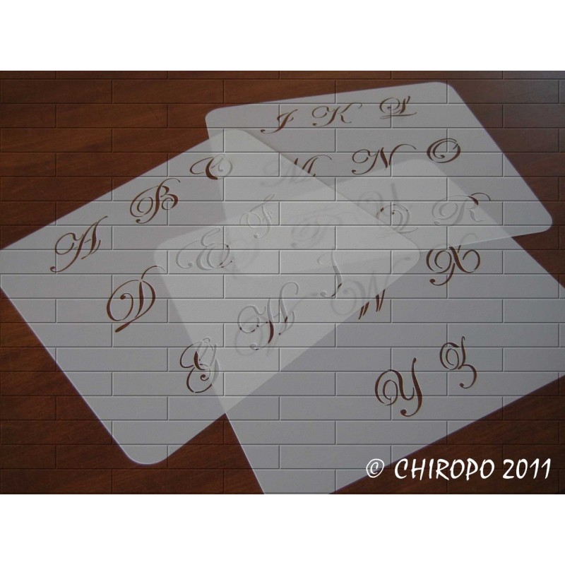 Pochoir alphabet - Script majuscule - 3cm (0634)