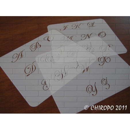 Pochoir alphabet - Script majuscule - 3cm (0634) Pochoir alphabet - Script majuscule - 3cm (0634)