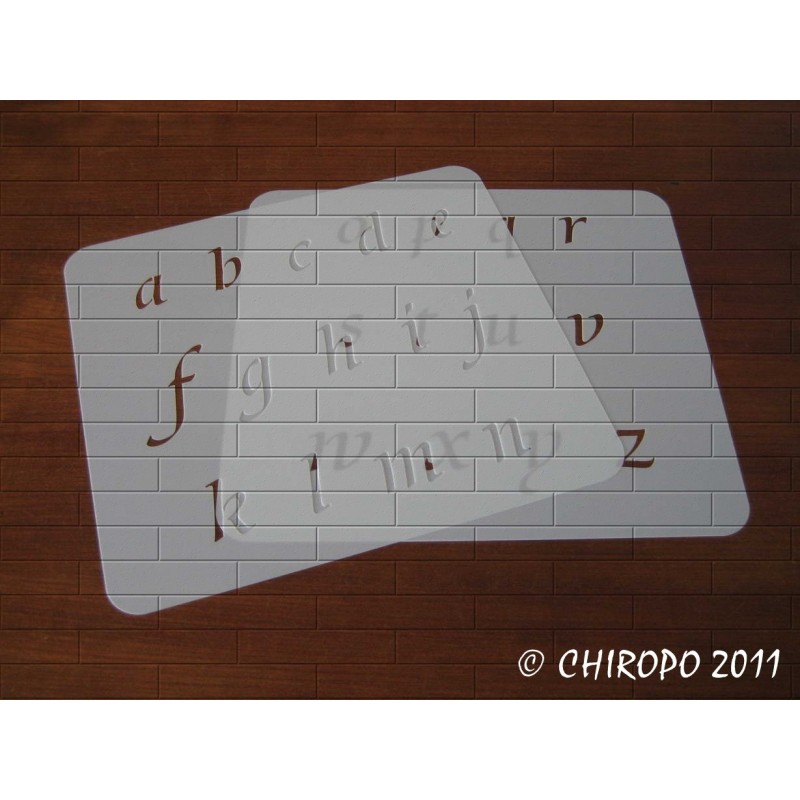 Pochoir alphabet - Courbes minuscule - 3cm (0644) Pochoir alphabet - Courbes minuscule - 3cm (0644)