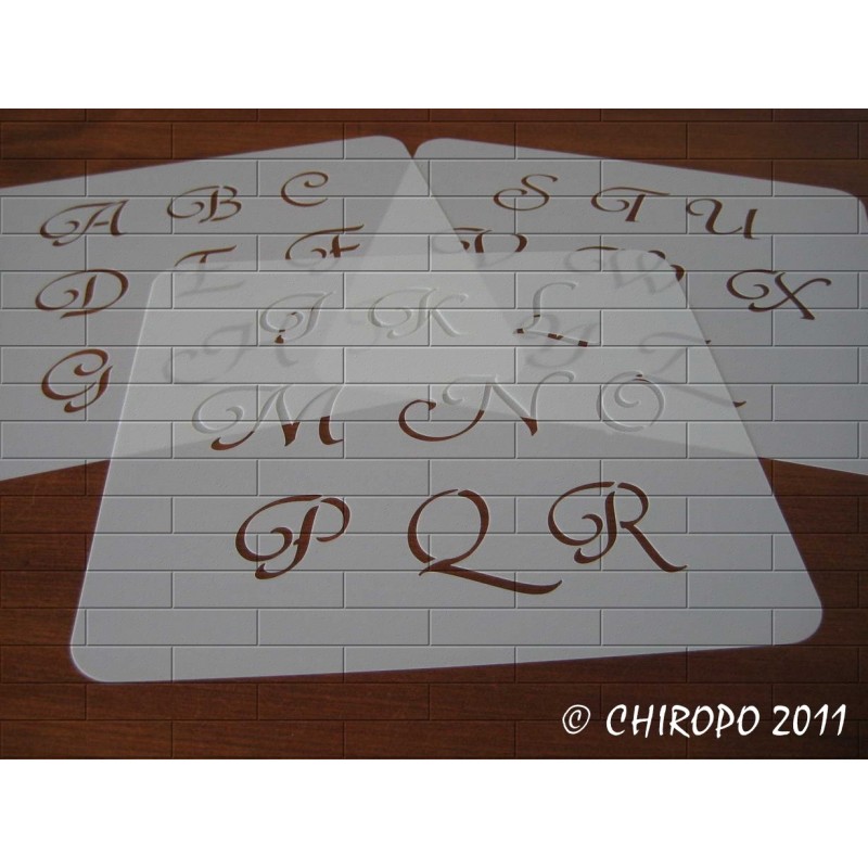 Pochoir alphabet - Courbes majuscule - 3cm (0645) Pochoir alphabet - Courbes majuscule - 3cm (0645)