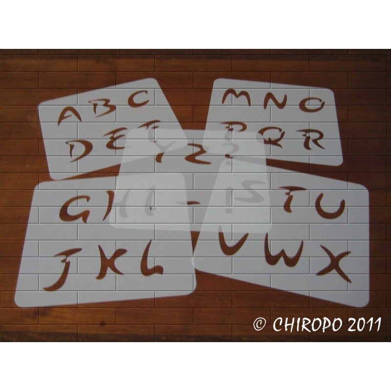 Pochoir alphabet - Arabo majuscule - 5cm (0216) Pochoir alphabet - Arabo majuscule - 5cm (0216)