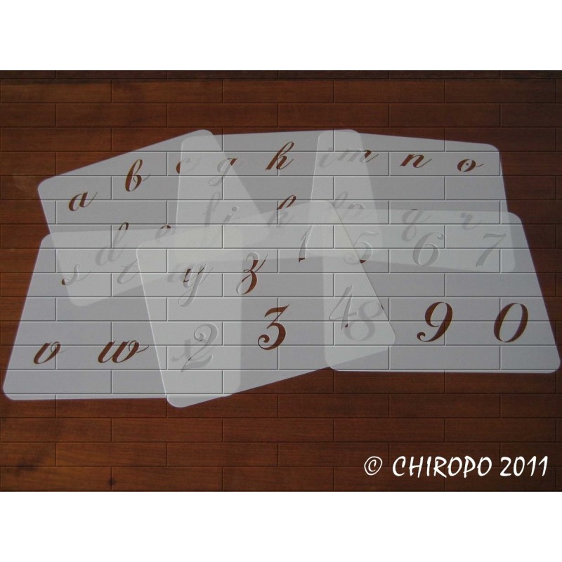 Pochoir alphabet - Chopin minuscule - 5cm (0648) Pochoir alphabet - Chopin minuscule - 5cm (0648)