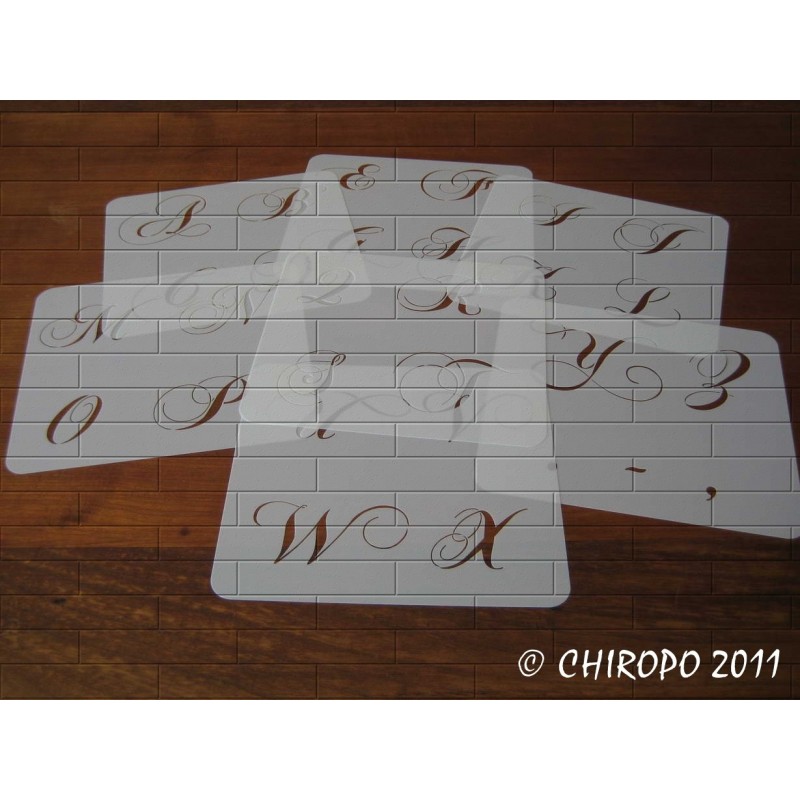 Pochoir alphabet - Chopin majuscule - 5cm (0649) Pochoir alphabet - Chopin majuscule - 5cm (0649)
