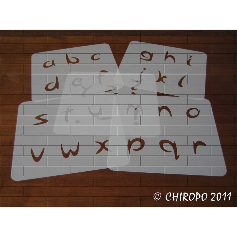 Pochoir alphabet - Arabo minuscule - 5cm (0213) Pochoir alphabet - Arabo minuscule - 5cm (0213)