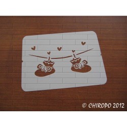 Pochoir Chausson bébé et coeurs (03021)
