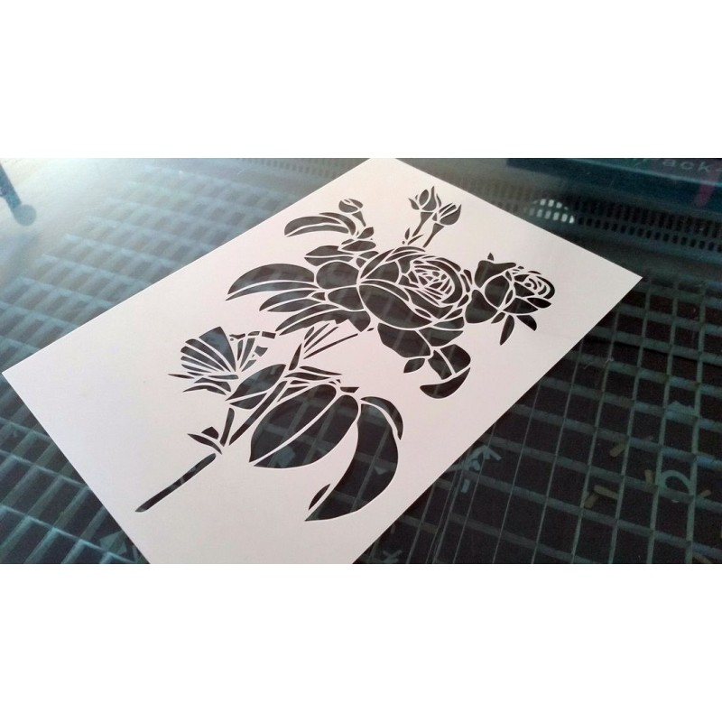 Pochoir fleur - Rosier classique (00144)