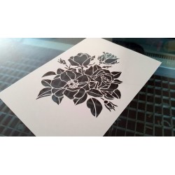 Pochoir fleur - Petit bouquet de roses (00145)