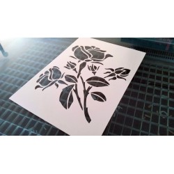 Pochoir fleur - Cinq roses (00146)