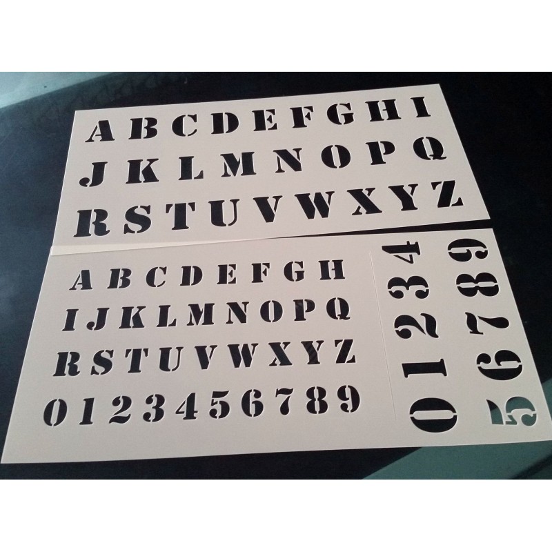 Pochoir alphabet - Lettres et Chiffres 2,5 cm (00175)