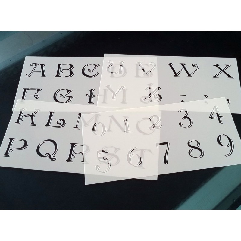 Pochoir alphabet - Lettres et Chiffres 4 cm (00178) Pochoir alphabet - Lettres et Chiffres 4 cm (00178)