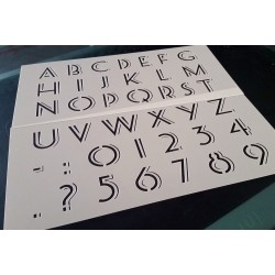 Pochoir alphabet - Lettres majuscules et chiffres 3 cm (00179)