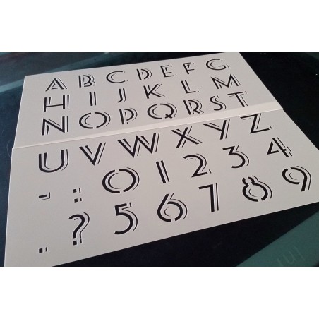 Pochoir alphabet - Lettres majuscules et chiffres 3 cm (00179)