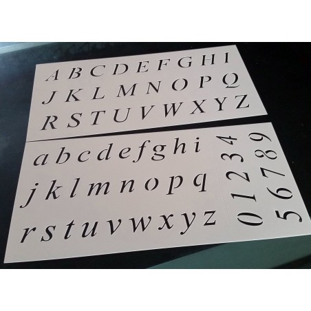 Pochoir alphabet - Lettres et Chiffres 2,5 cm (00181) Pochoir alphabet - Lettres et Chiffres 2,5 cm (00181)