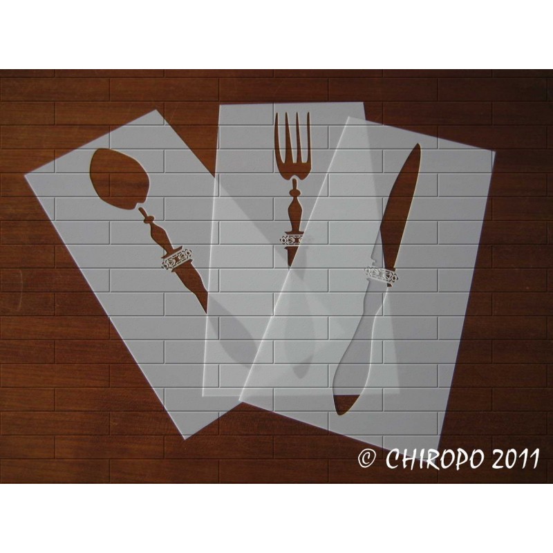 Lot de 3 pochoirs couverts de table (0538-F16) Lot de 3 pochoirs couverts de table (0538-F16)