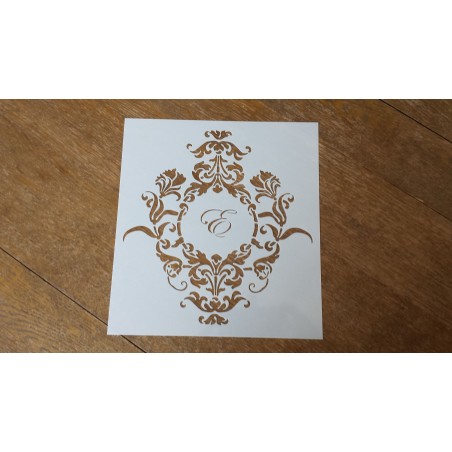 Pochoir cadre baroque et lettre au choix Pochoir cadre baroque et lettre au choix