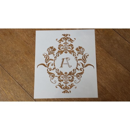 Pochoir cadre baroque et lettre au choix Pochoir cadre baroque et lettre au choix